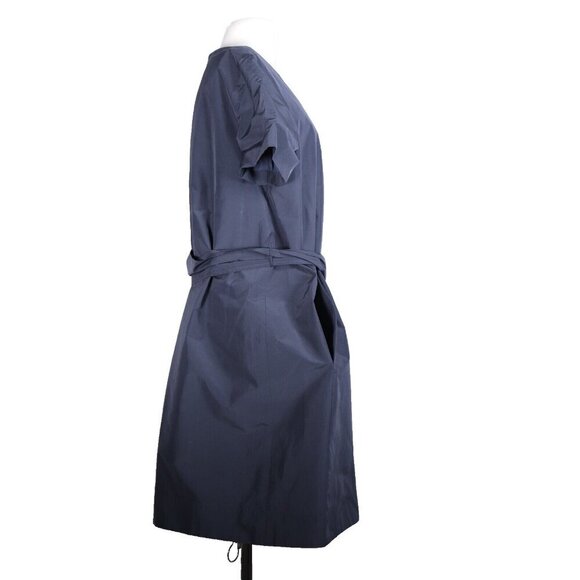 Weekend Max Mara Women XL Navy Blue Nicola Taffeta Belt Mini Dress Short Sleeve - Picture 9 of 10